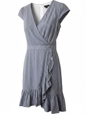J Crew NWT Blue and White Gingham Plaid Ruffled Cap Sleeve Cotton Day Dress SZ8